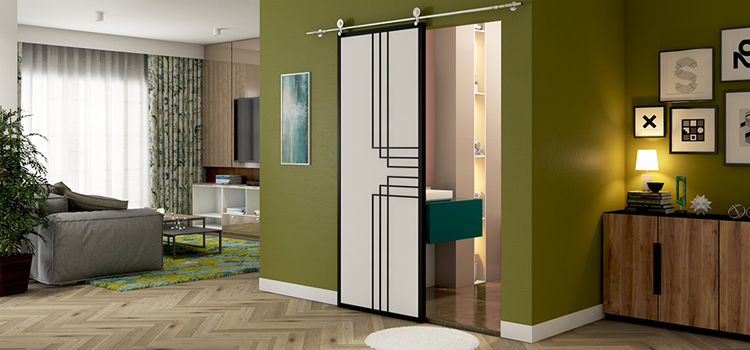 sliding bathroom door installation in Roseland